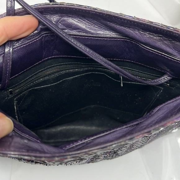 Purple Eggplant Python Snakeskin Clutch Shoulder Bag - Picture 7 of 8